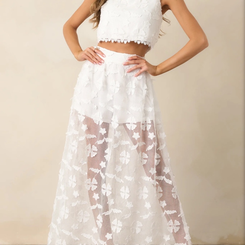 Red Dress Boutique White Embellished Maxi Skirt